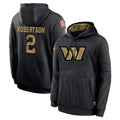 harde W.Commanders #2 Amik Robertson Player Black Salute to Service Performance Pullover Hoodies Home Game Stitched Jerseys