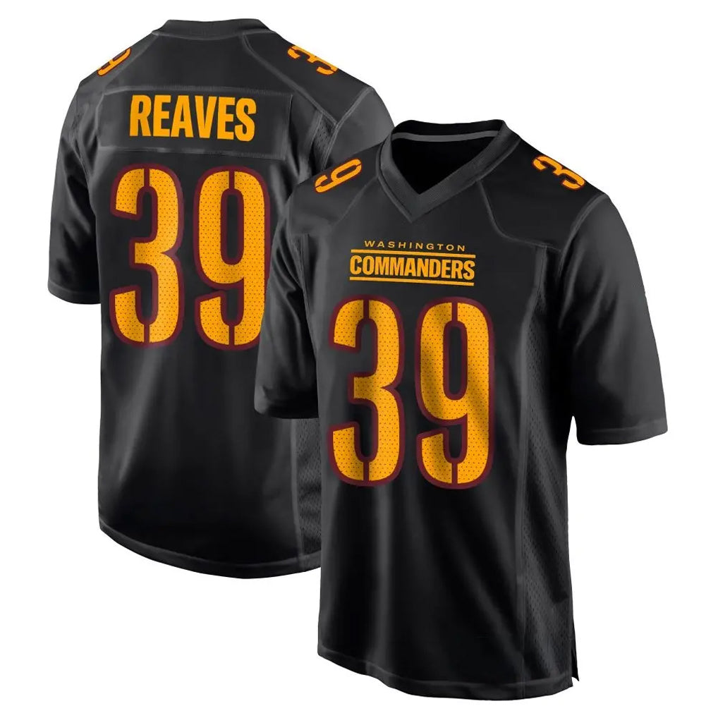 harde W.Commanders #39 Jeremy Reaves Player Black Carbon Fashion Home Game Stitched Jerseys
