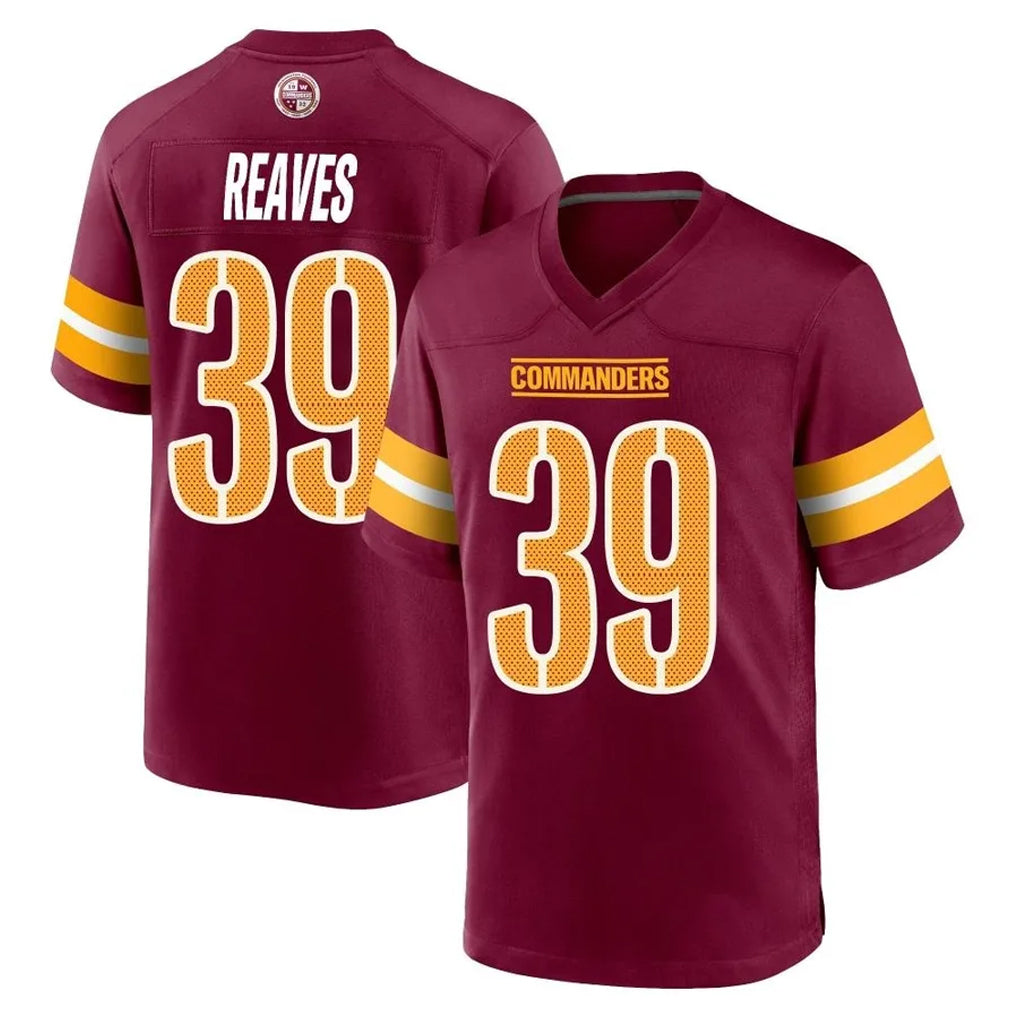 harde W.Commanders #39 Jeremy Reaves Player Burgundy Home Game Stitched Jerseys