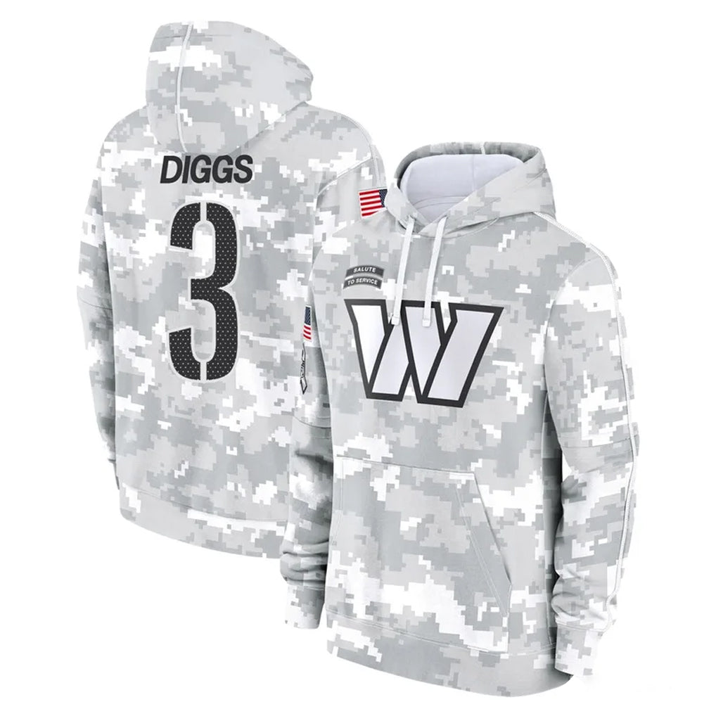 harde W.Commanders #3 Stefon Diggs Player Arctic Camo Limited Salute to Service Pullover Hoodies Game Stitched Jerseys