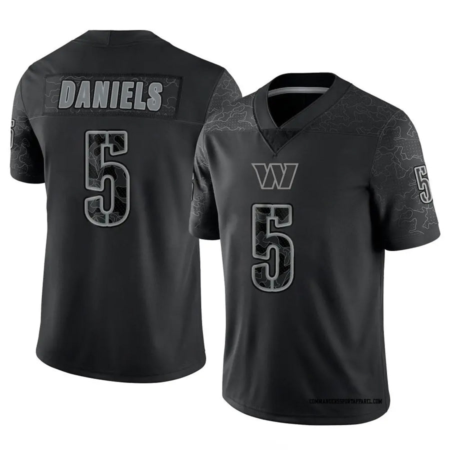 harde W.Commanders #5 Jayden Daniels Player Black RFLCTV Limited Stitched Jerseys