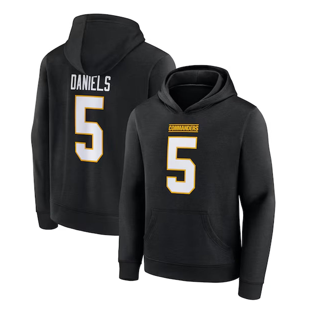 harde W.Commanders #5 Jayden Daniels Player Black Salute to Service Hoodies Stitched Jerseys