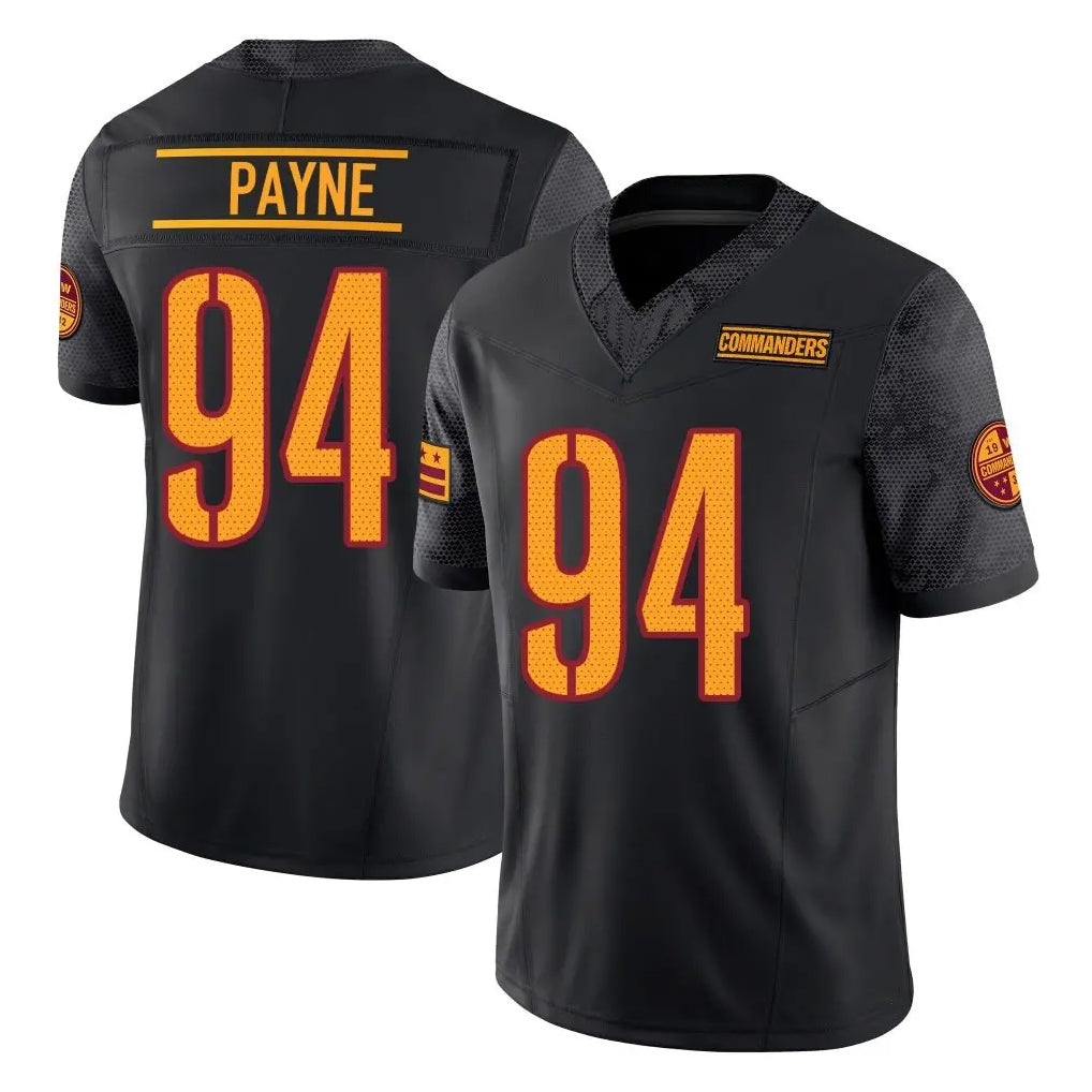 harde W.Commanders #94 Daron Payne Player Black Limited Vapor F.U.S.E. Home Game Stitched Jerseys