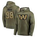 harde W.Commanders #98 Odafe Oweh Player Olive Salute to Service Pullover Hoodie Limited Home Game Stitched Jerseys