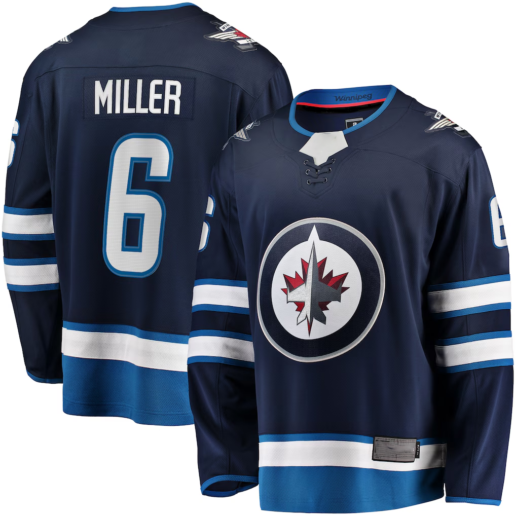 harde W.Jets #6 Colin Miller Navy Home Premier Breakaway Player Jerseys