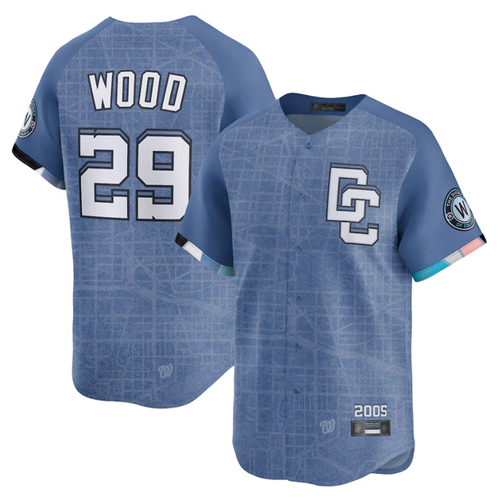 harde W.Nationals #29 James Wood Player Blue Limited City Connect Stitched Jerseys