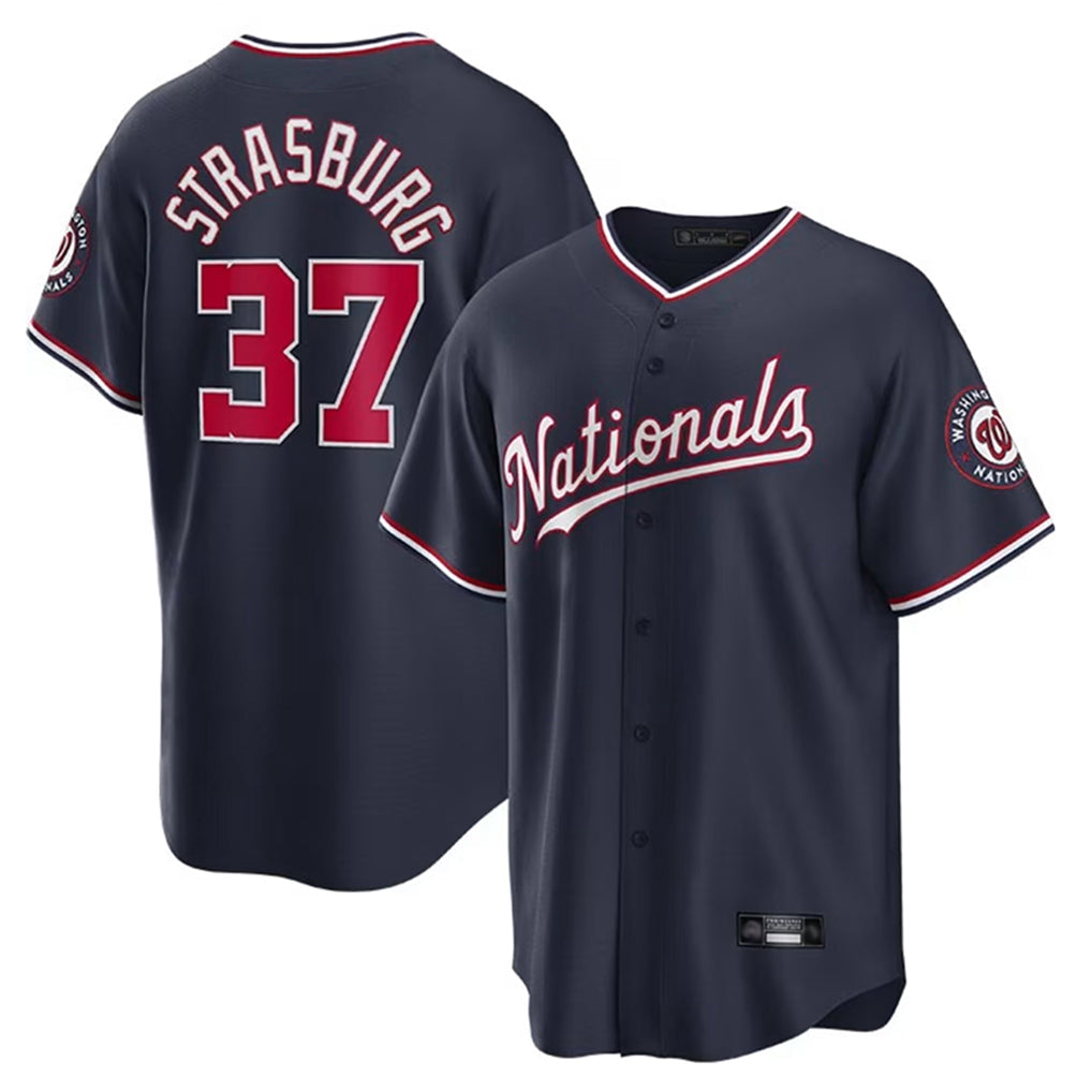 harde W.Nationals #37 Stephen Strasburg Player Navy Replica Stitched Jerseys