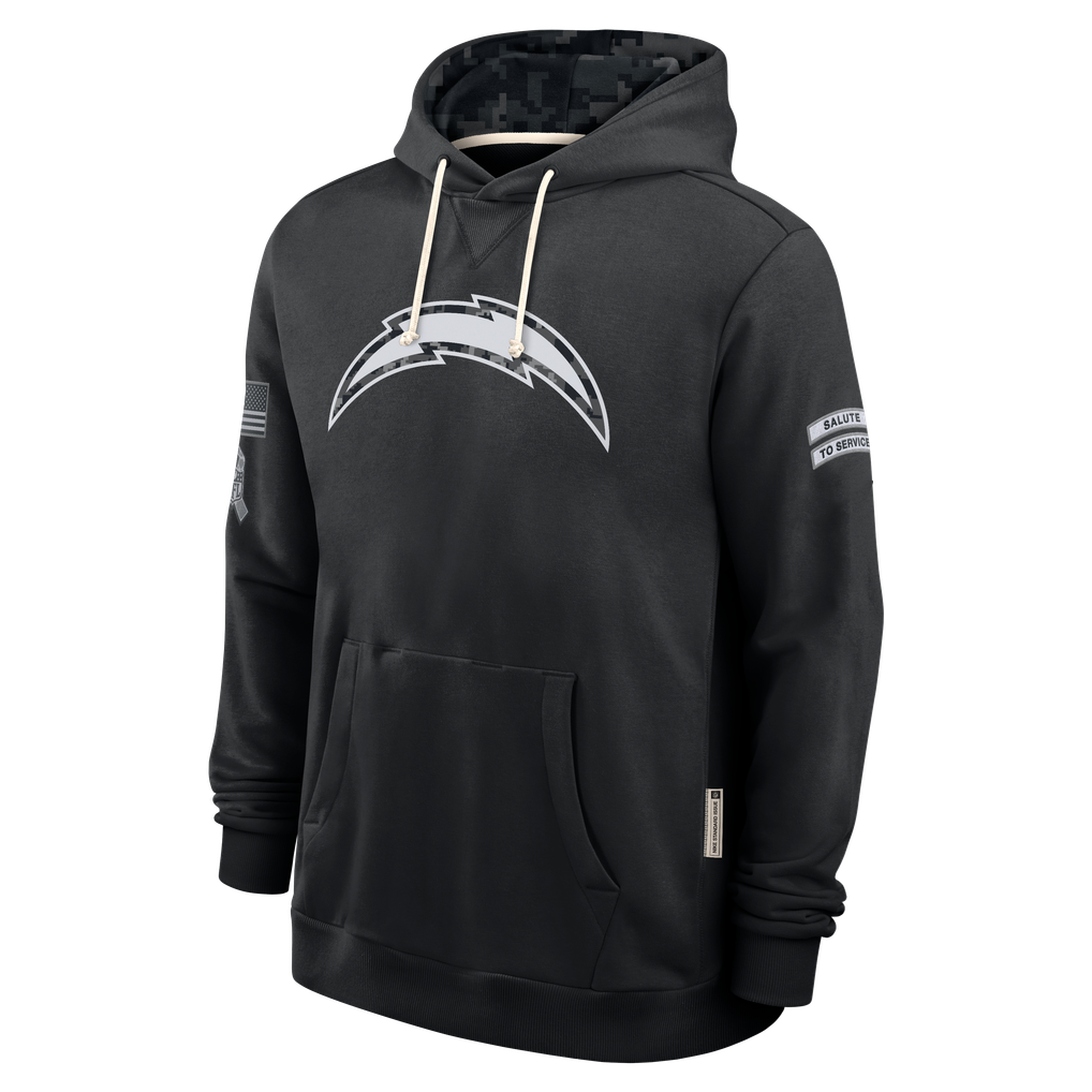 harde LA.Chargers Black 2026 Salute to Service Sideline Dri-FIT Pullover Hoodie Jerseys