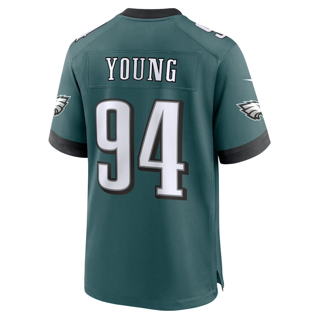 harde P.Eagles #94 Byron Young Midnight Green Team Game Jersey