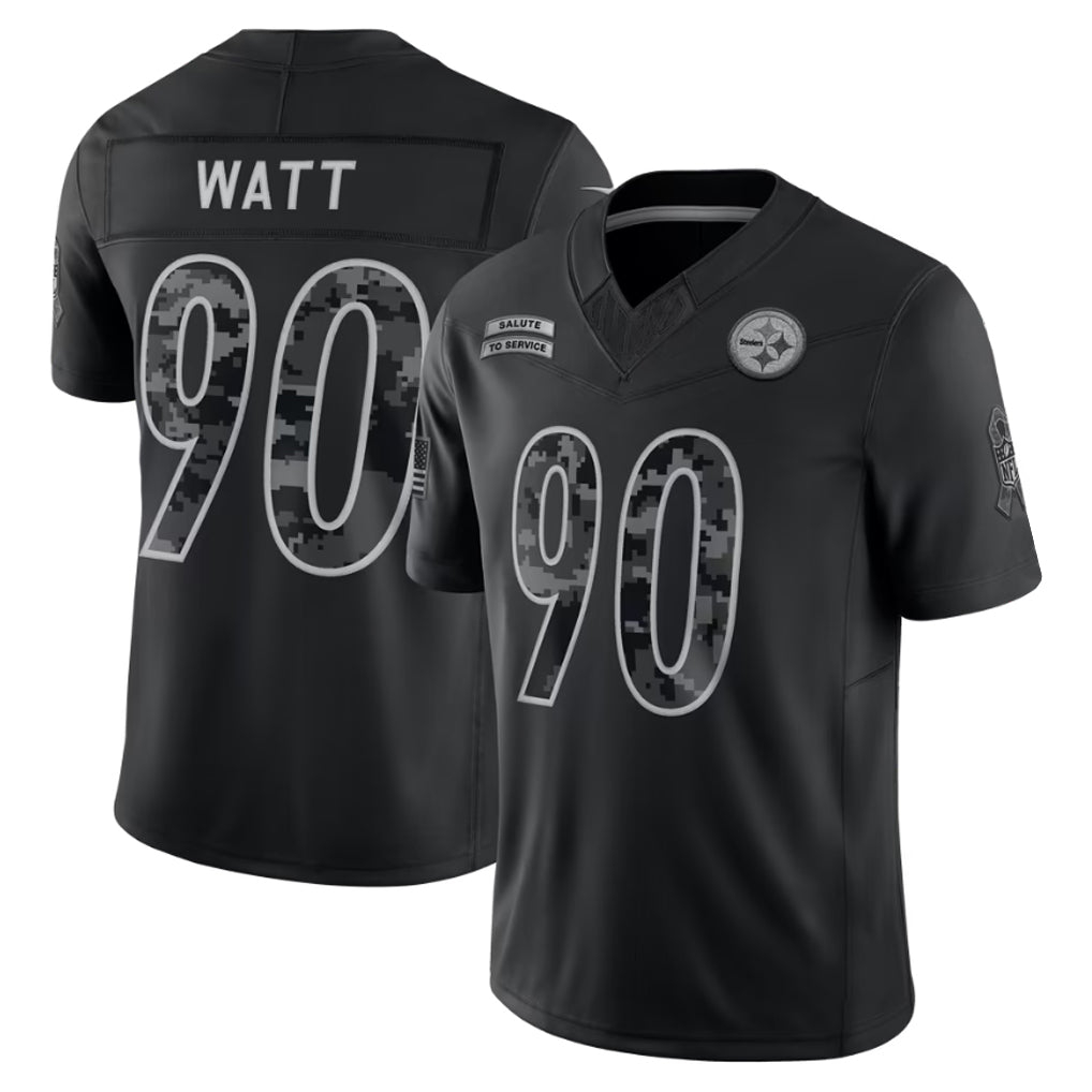 harde P.Steelers #90 T.J. Watt Player Black Limited 2026 Salute to Service Home Game Stitched Jerseys