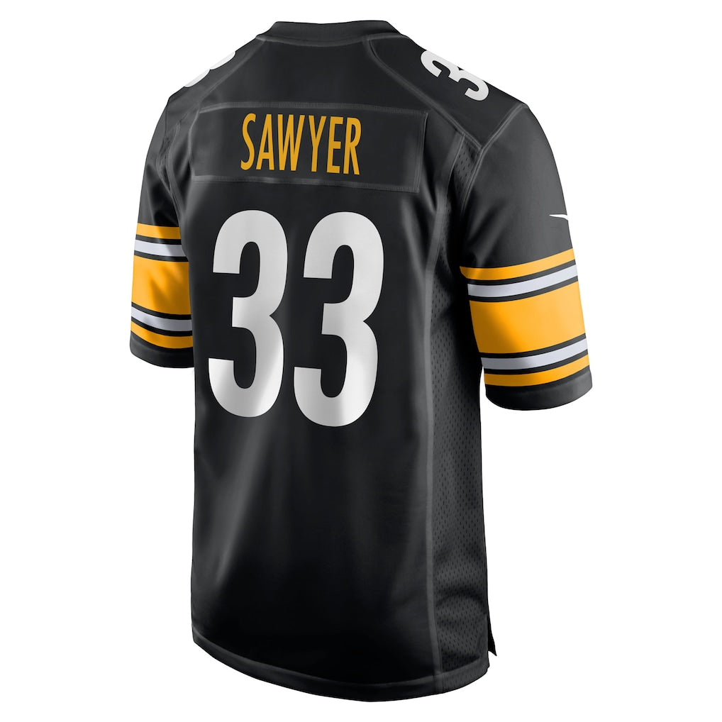 harde P.Steelers #33 Jack Sawyer Black Team Game Jersey