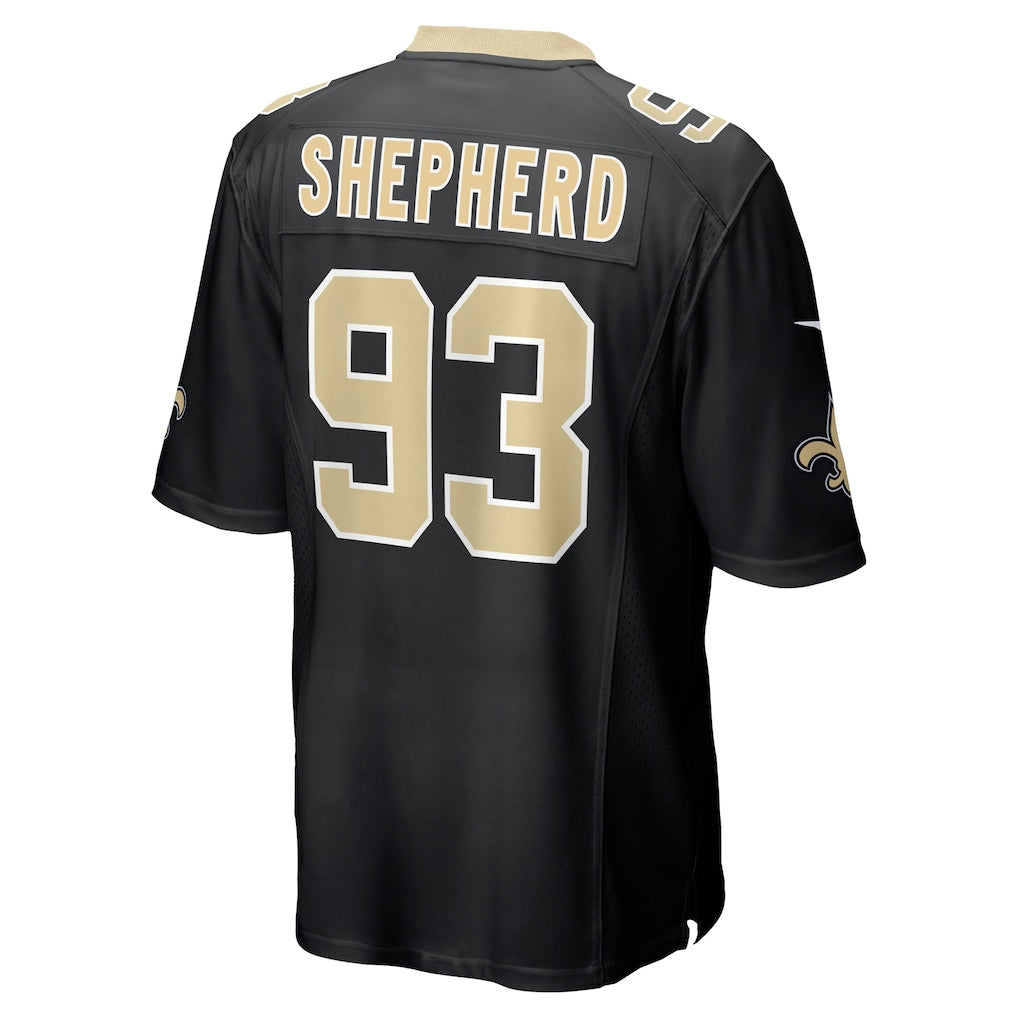harde NO.Saints #93 Nathan Shepherd Black Game Jersey
