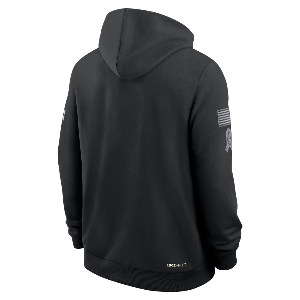 harde LA.Chargers Black 2026 Salute to Service Sideline Dri-FIT Pullover Hoodie Jerseys