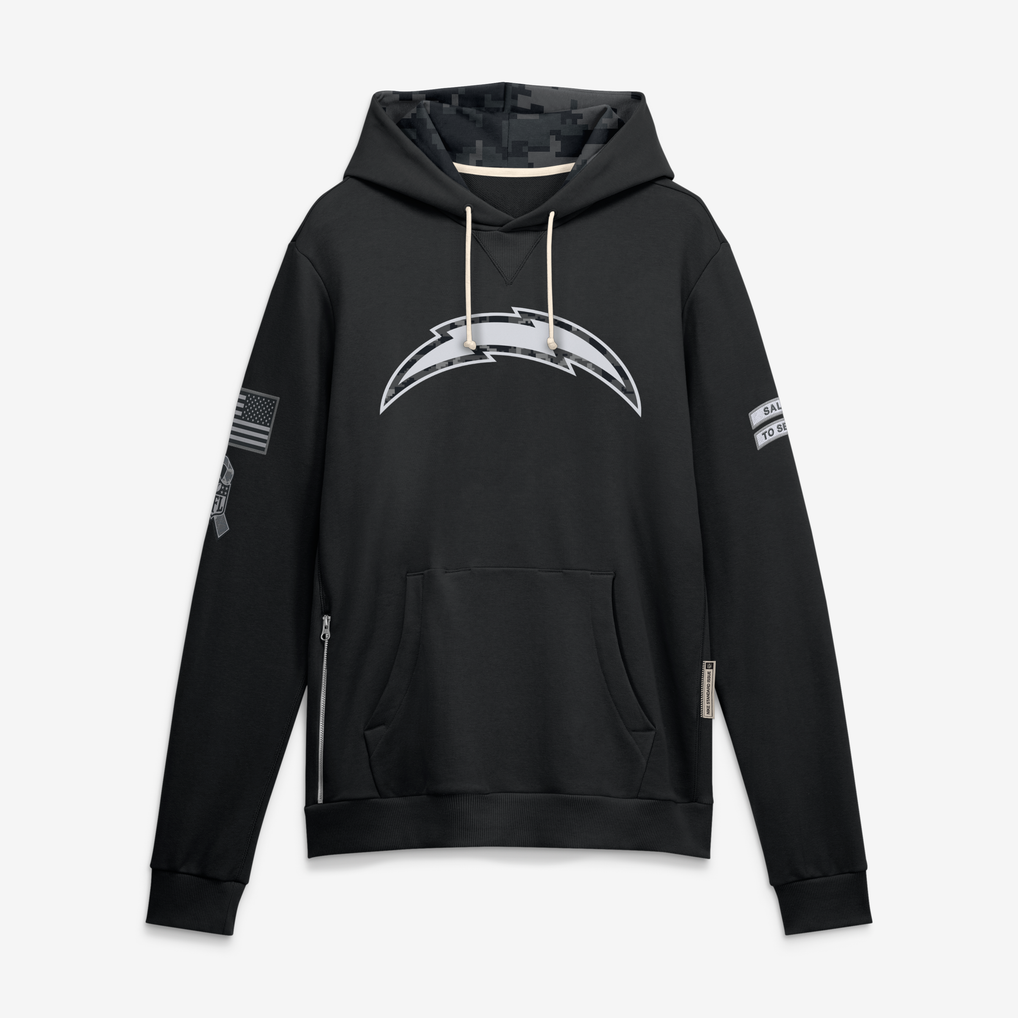 harde LA.Chargers Black 2026 Salute to Service Sideline Dri-FIT Pullover Hoodie Jerseys