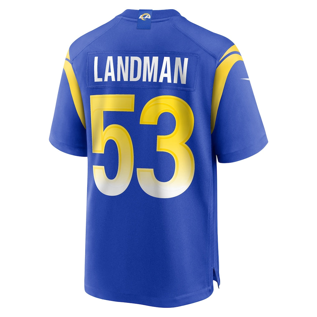 harde LA.Rams #53 Nate Landman Royal Team Game Jersey